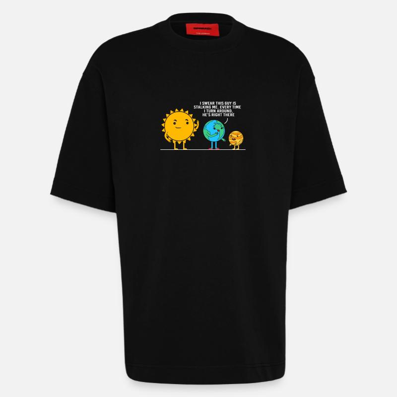 Univers du système solaire - T-shirt bio épais oversize fabriqué en UE - SOLID BLACK
