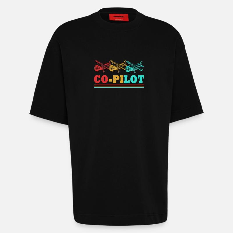 Pilot Flugzeug - Heavyweight T-Shirt - made by SPREAD  - SOLID BLACK