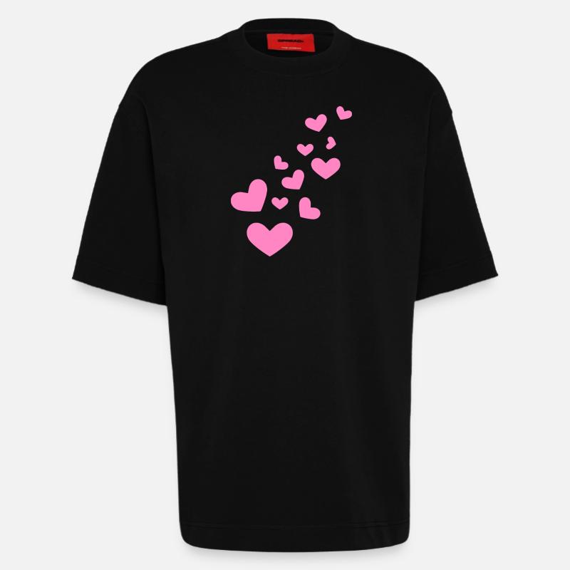 Hearts heart pattern gift - Heavyweight T-Shirt - made by SPREAD - SOLID BLACK