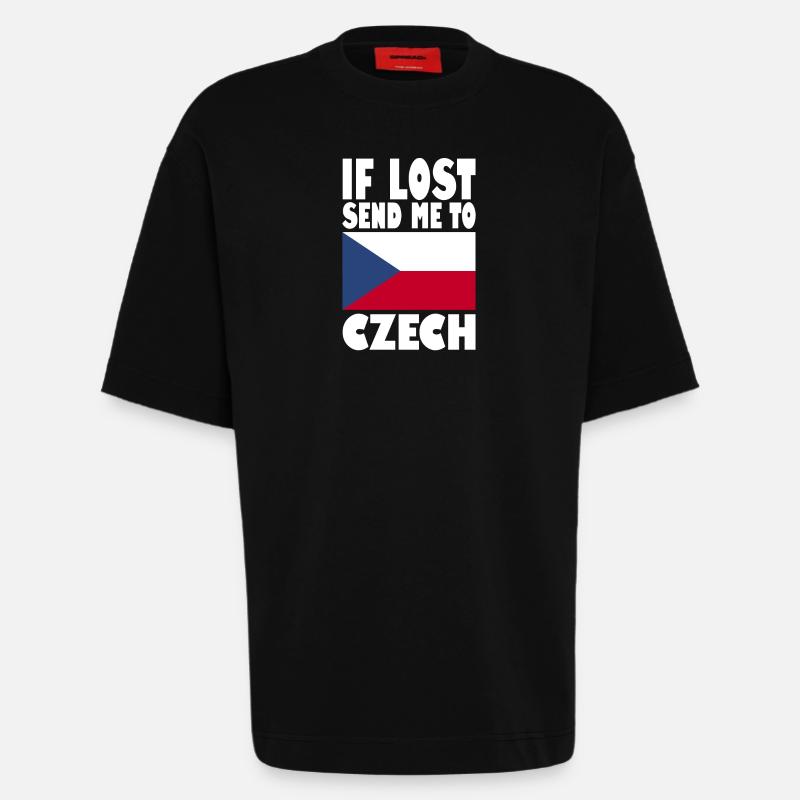 Drapeau de la République tchèque - T-shirt bio épais oversize fabriqué en UE - SOLID BLACK