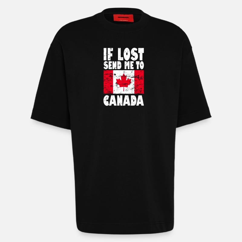 Drapeau du Canada - T-shirt bio épais oversize fabriqué en UE - SOLID BLACK