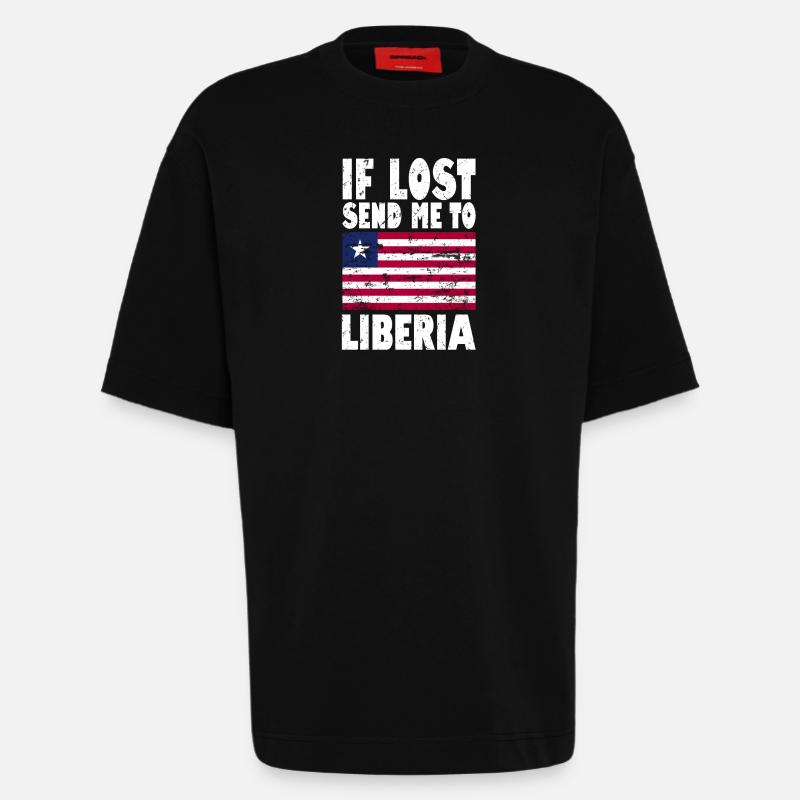 Drapeau de la Libye - T-shirt bio épais oversize fabriqué en UE - SOLID BLACK