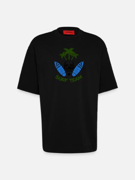 Surf Team - Heavyweight T-Shirt - made by SPREAD  - SOLID BLACK