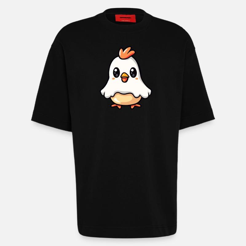 Huhn Halloween Comic Geist - Heavyweight T-Shirt - made by SPREAD  - SOLID BLACK