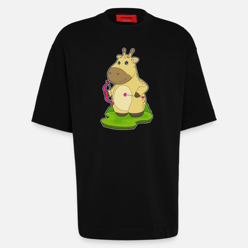 Giraffe Bogenschütze Bogen - Heavyweight T-Shirt - made by SPREAD  - SOLID BLACK