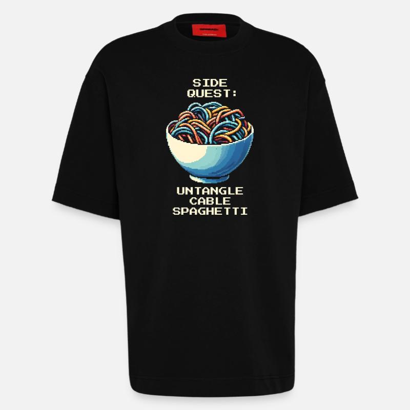 Cable clutter untangled | Cable management - Heavyweight T-Shirt - made by SPREAD  - SOLID BLACK