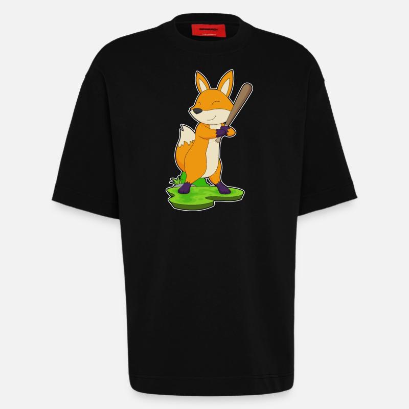 Batte de baseball Fox - T-shirt bio épais oversize fabriqué en UE - SOLID BLACK