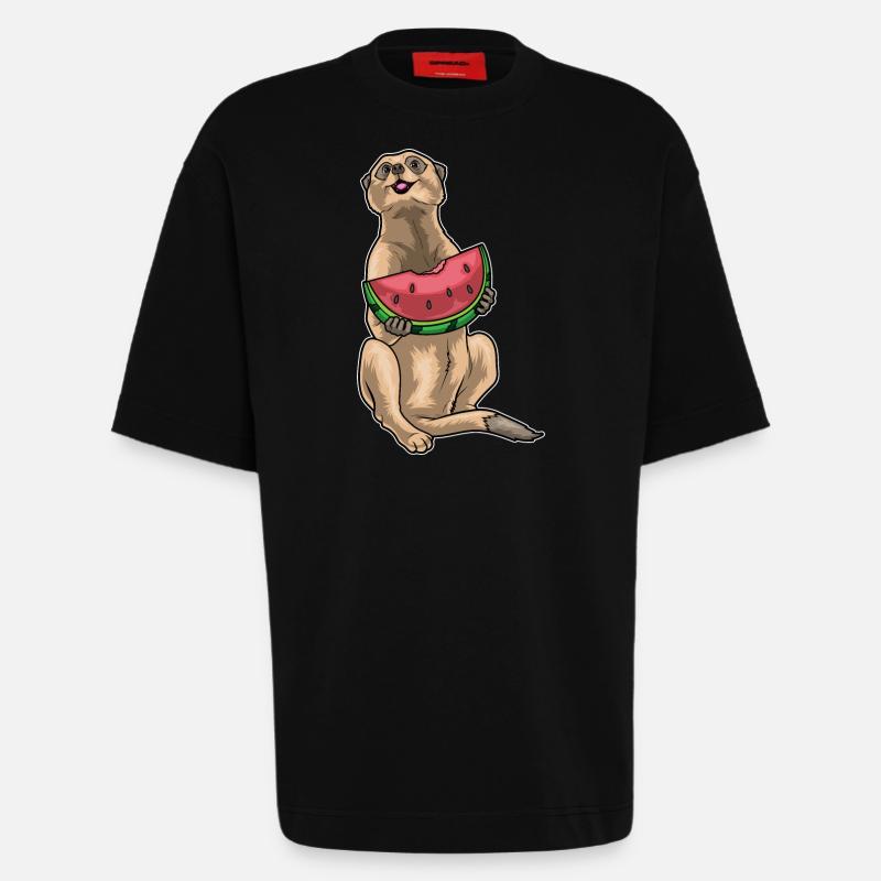 Suricate Pastèque - T-shirt bio épais oversize fabriqué en UE - SOLID BLACK