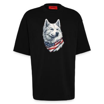Samojede - Heavyweight T-Shirt - made by SPREAD  - SOLID BLACK - Vorne - Fiona (171cm)