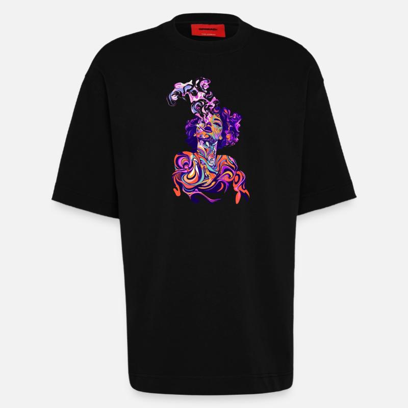 Psychedelic Magic Art - Heavyweight T-Shirt - made by SPREAD  - SOLID BLACK