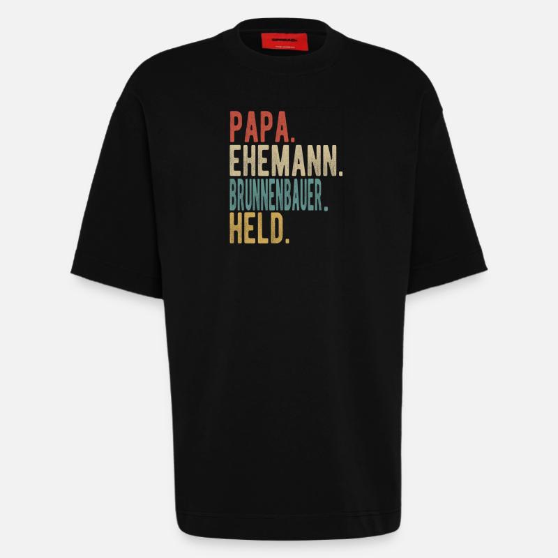 Brunnenbauer Papa Ehemann Held - Heavyweight T-Shirt - made by SPREAD  - SOLID BLACK