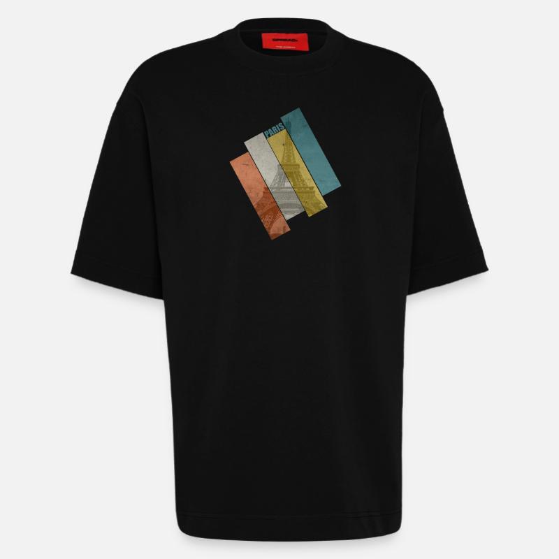 Paris Tour Eiffel 1 - T-shirt bio épais oversize fabriqué en UE - SOLID BLACK