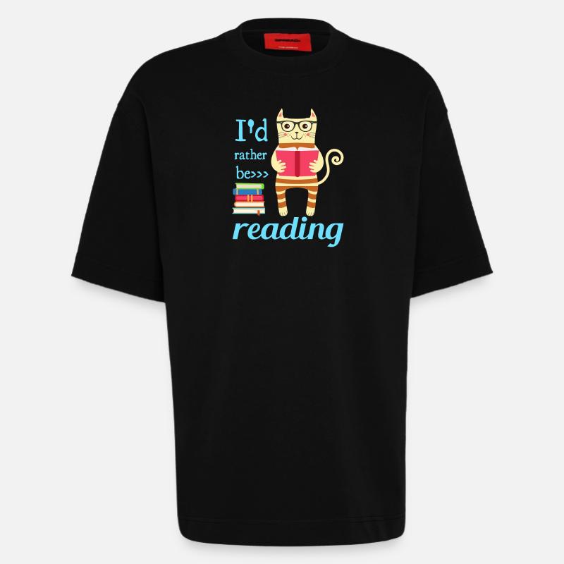 I would rather read - Heavyweight T-Shirt - made by SPREAD - SOLID BLACK