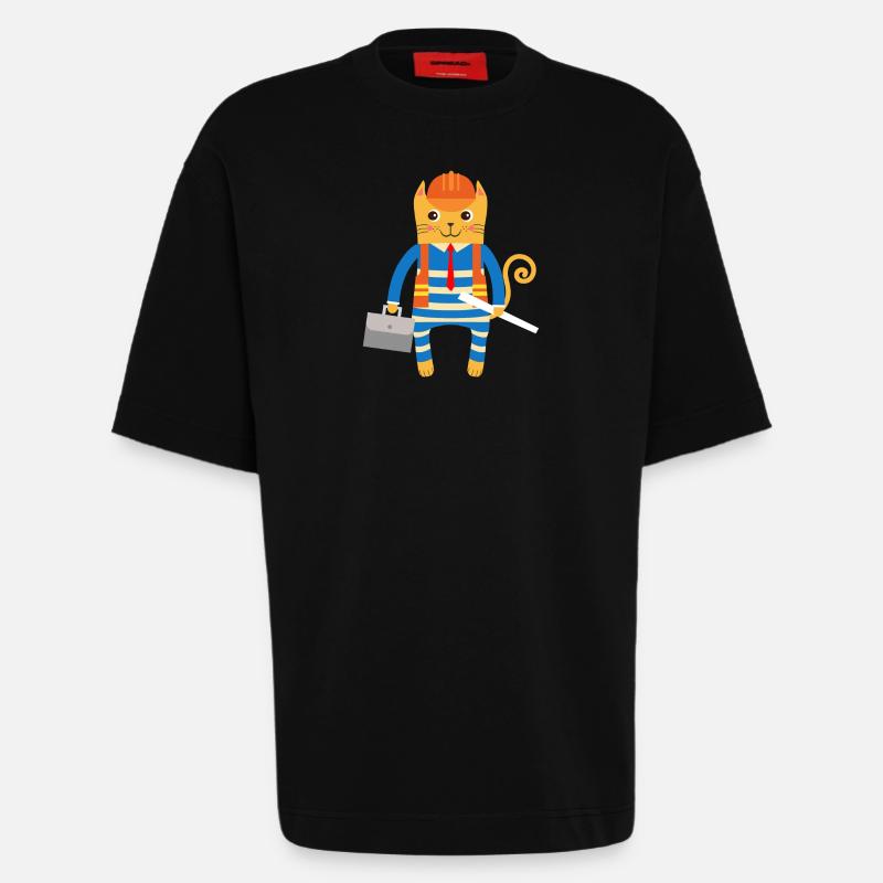 Ingenieur oder Architekt Katze - Heavyweight T-Shirt - made by SPREAD  - SOLID BLACK