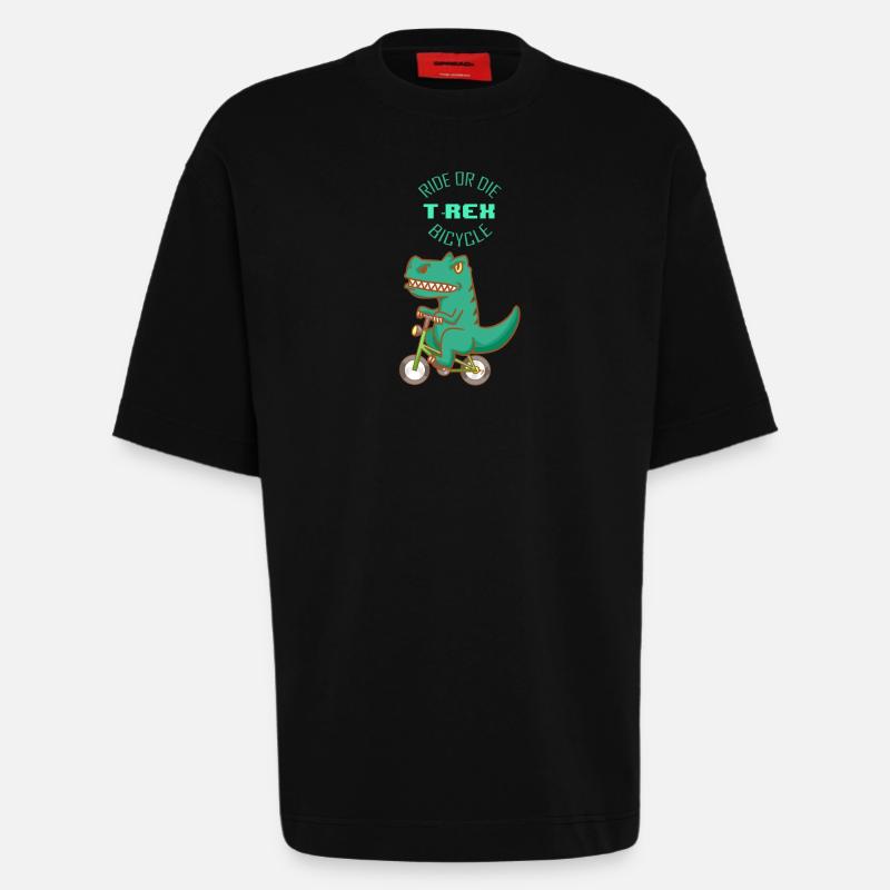 Strample oder sterbe - T-Rex Fahrrad - Heavyweight T-Shirt - made by SPREAD  - SOLID BLACK