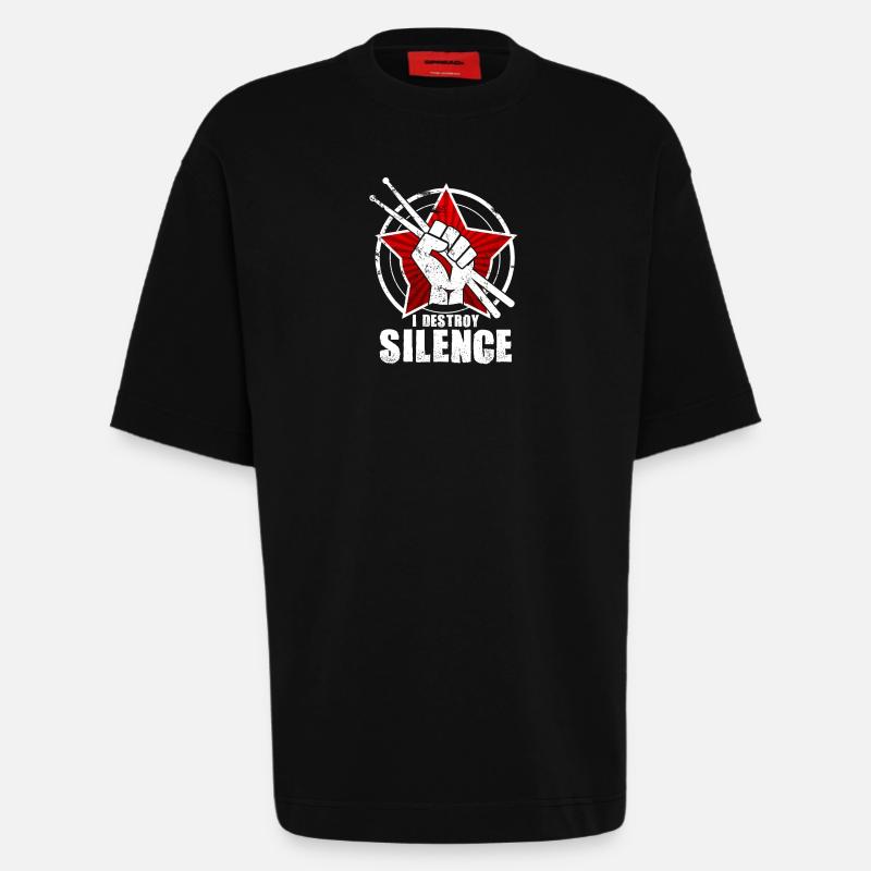 Drummer drummer drums gift - Heavyweight T-Shirt - made by SPREAD - SOLID BLACK