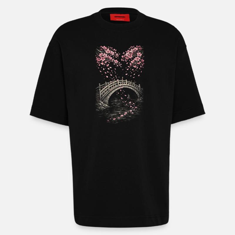 Kirschblüten Sakura Kirschblüte - Heavyweight T-Shirt - made by SPREAD  - SOLID BLACK