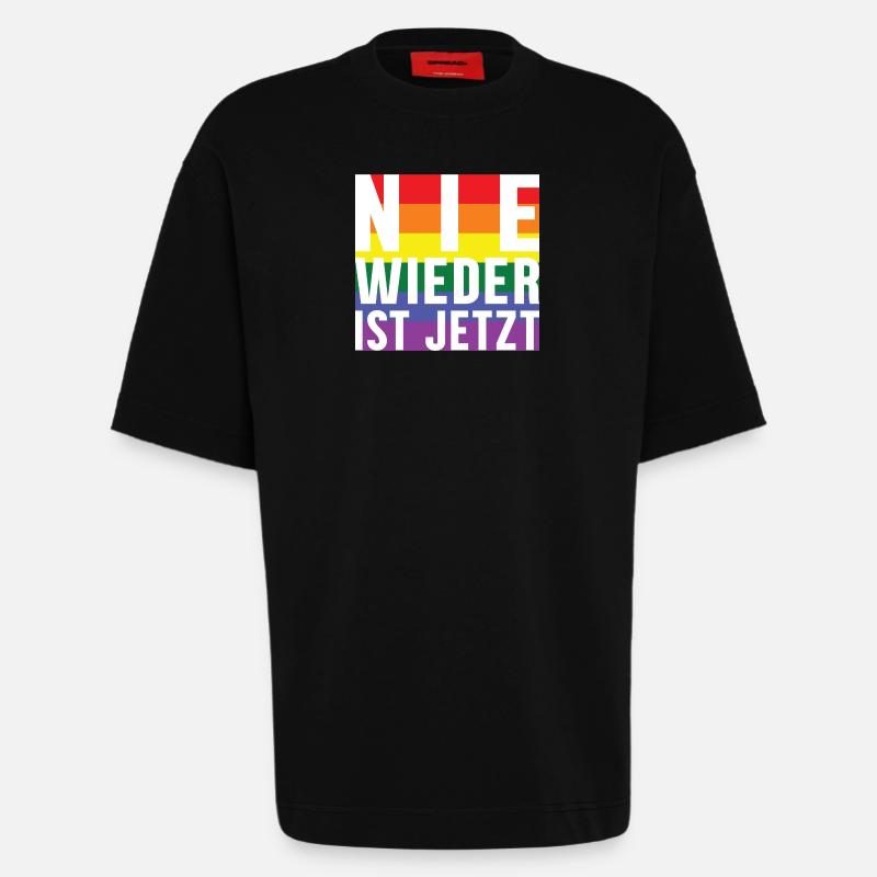 Never again lettering Pride - Heavyweight T-Shirt - made by SPREAD  - SOLID BLACK