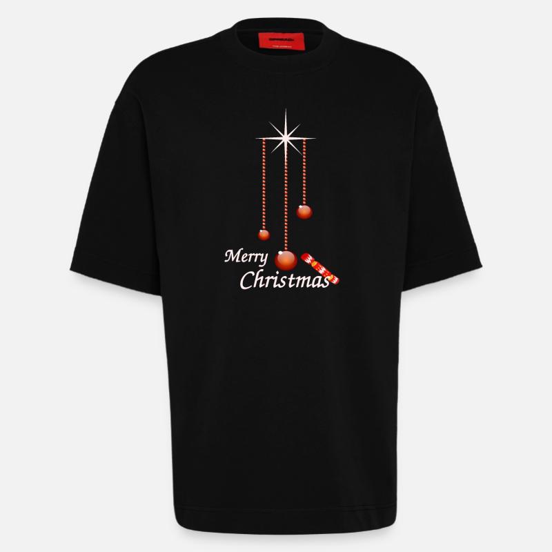 Christmas balls with candy - Heavyweight T-Shirt - made by SPREAD  - SOLID BLACK
