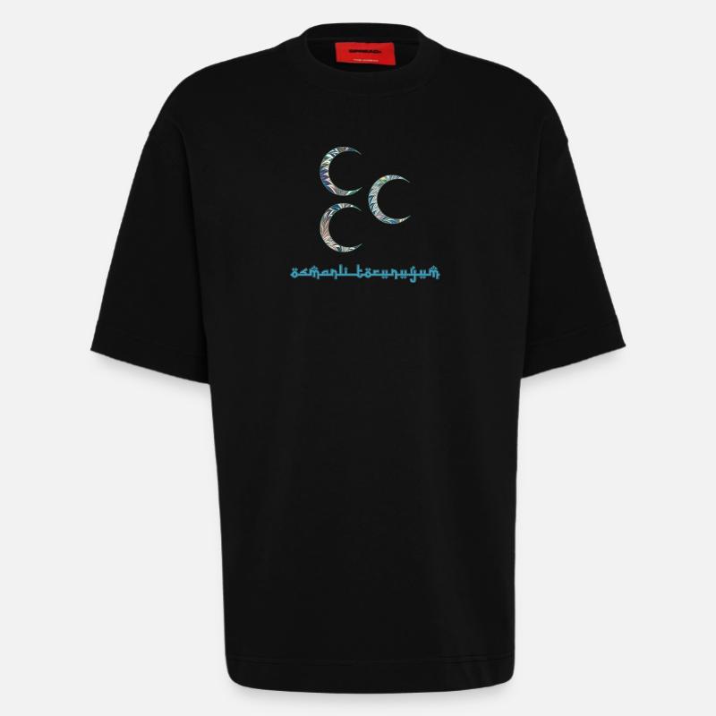 crescent moons e 733 - Heavyweight T-Shirt - made by SPREAD  - SOLID BLACK