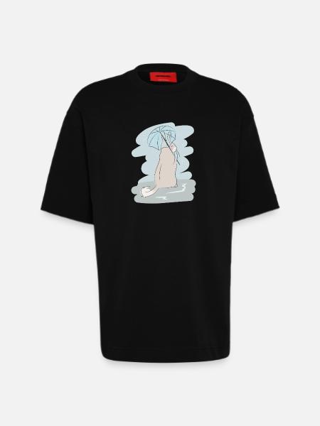 Illustrated design with Viscacha - Heavyweight T-Shirt - made by SPREAD  - SOLID BLACK