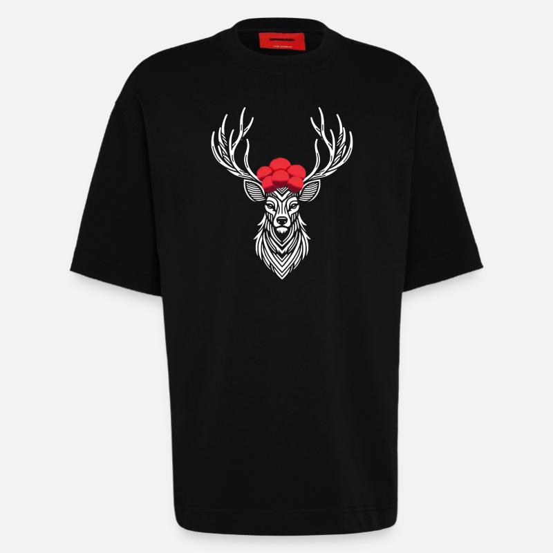 Schwarzwald Hirsch Wald-Design - Heavyweight T-Shirt - made by SPREAD - SOLID BLACK