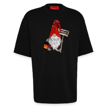 Pflege Wichtel Weihnachtsgnom - Heavyweight T-Shirt - made by SPREAD  - SOLID BLACK - Vorne - Fiona (171cm)