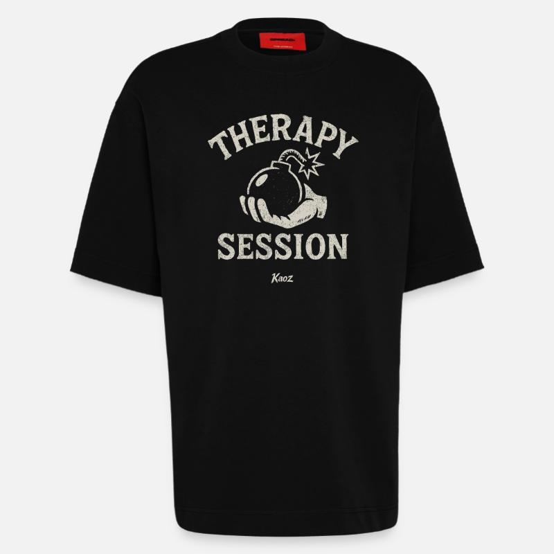 Hand holding therapy session bombshell - Heavyweight T-Shirt - made by SPREAD - SOLID BLACK