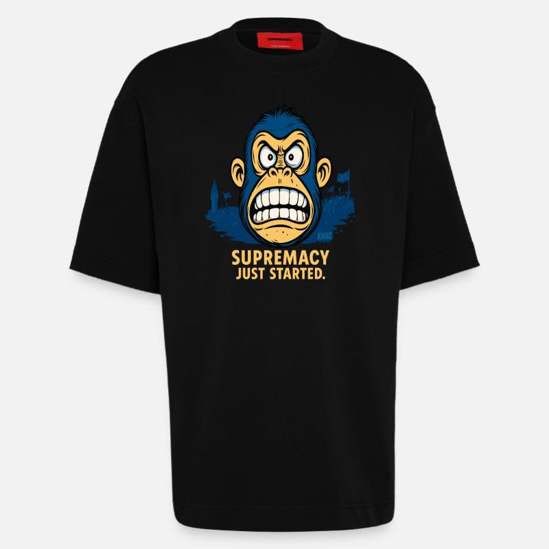 Wütender Affe mit Menschenmenge - Heavyweight T-Shirt - made by SPREAD  - SOLID BLACK