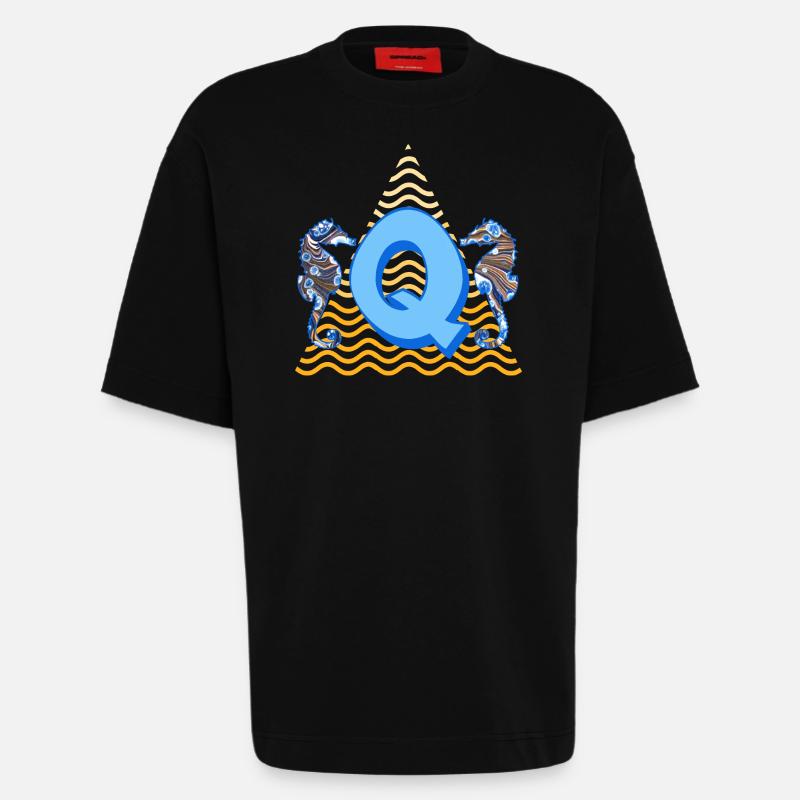 seepferdchen e 262 q - Heavyweight T-Shirt - made by SPREAD - SOLID BLACK