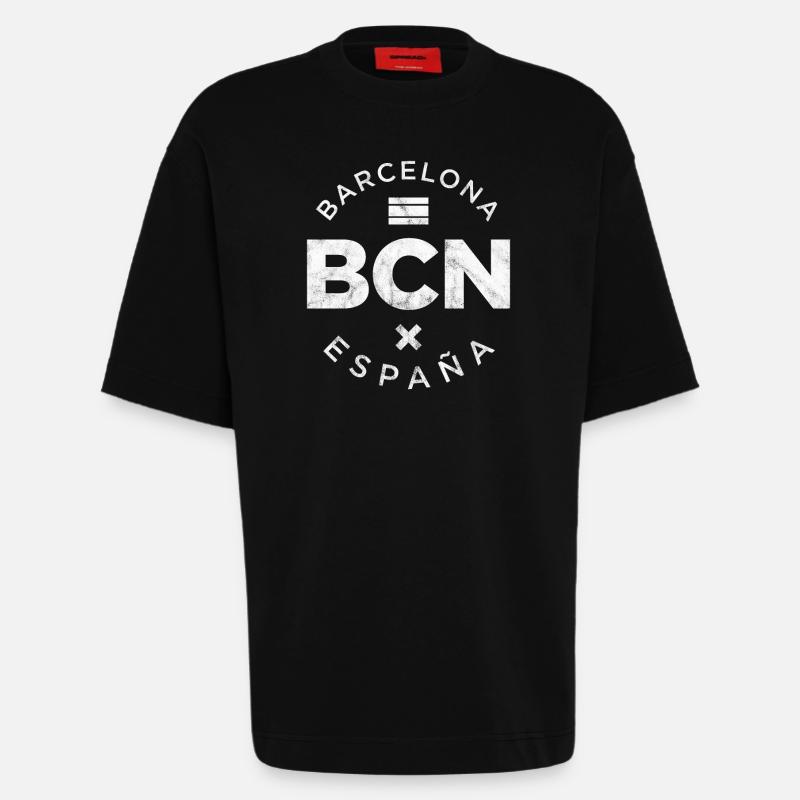 BCN, Barcelone - T-shirt bio épais oversize fabriqué en UE - SOLID BLACK