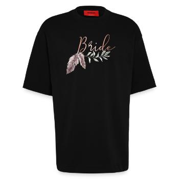 Boho Bride Braut - Heavyweight T-Shirt - made by SPREAD  - SOLID BLACK - Vorne - Fiona (171cm)