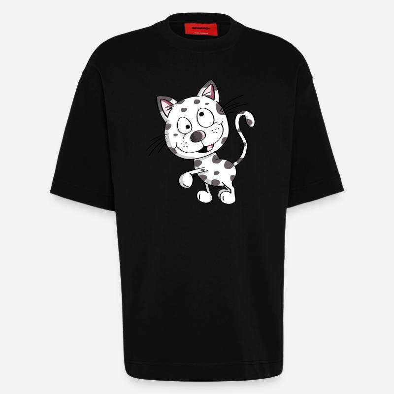 Chat mignon - Chats - Chat - Stubentiger - T-shirt bio épais oversize fabriqué en UE - SOLID BLACK