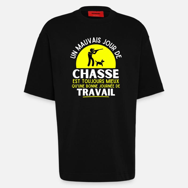 chasse, chasseur, fan de chasse - T-shirt bio épais oversize fabriqué en UE - SOLID BLACK