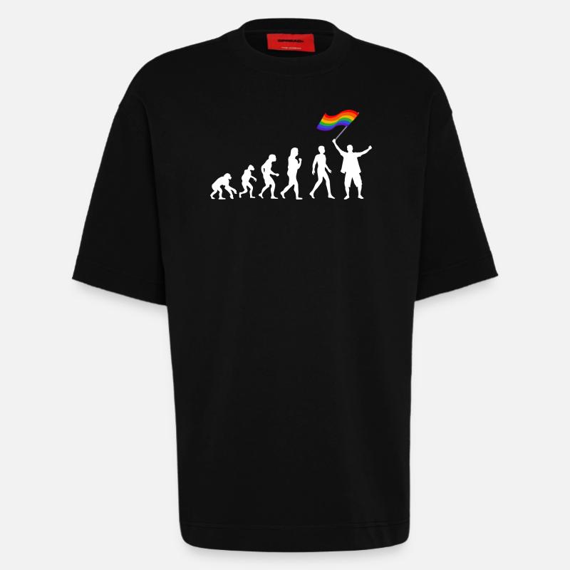 Evolution, Pride, LGBTQIA+ - T-shirt bio épais oversize fabriqué en UE - SOLID BLACK