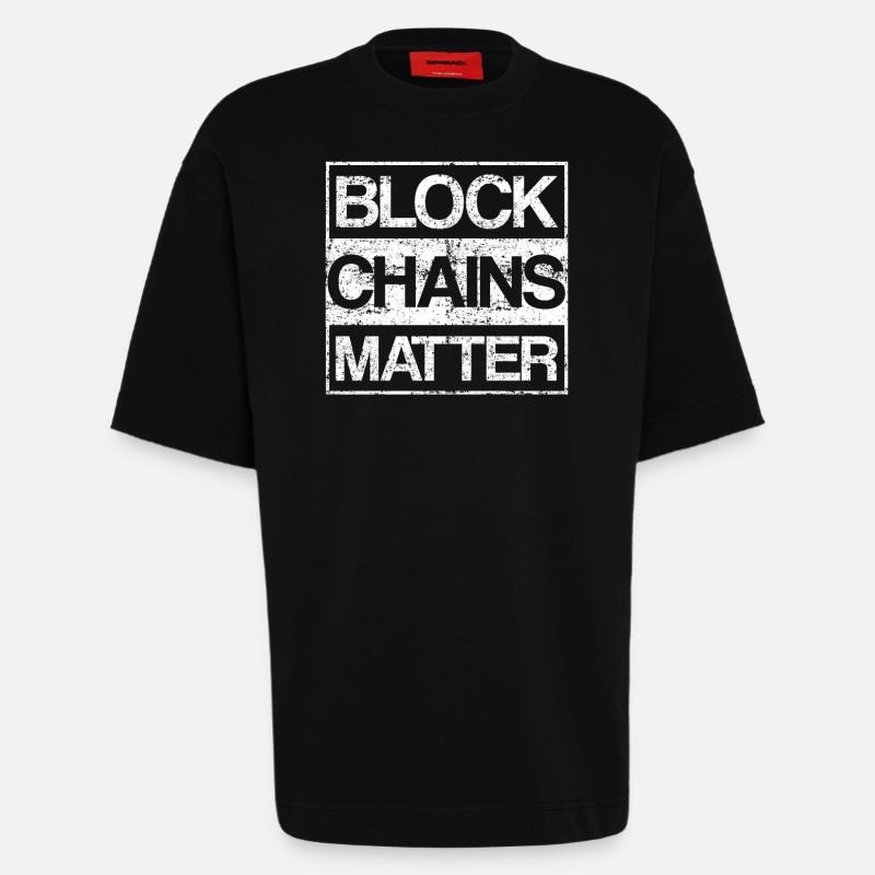 Blockchains Matter Cryptocurrency - Heavyweight T-Shirt - made by SPREAD  - SOLID BLACK