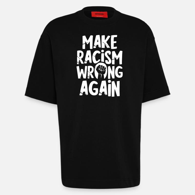 Make Racism wrong again - Heavyweight T-Shirt - made by SPREAD  - SOLID BLACK