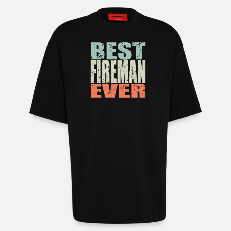 Best Firefighter ever Firefighter Gift - Heavyweight T-Shirt - made by SPREAD - SOLID BLACK