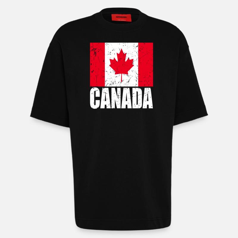 Drapeau du Canada - T-shirt bio épais oversize fabriqué en UE - SOLID BLACK