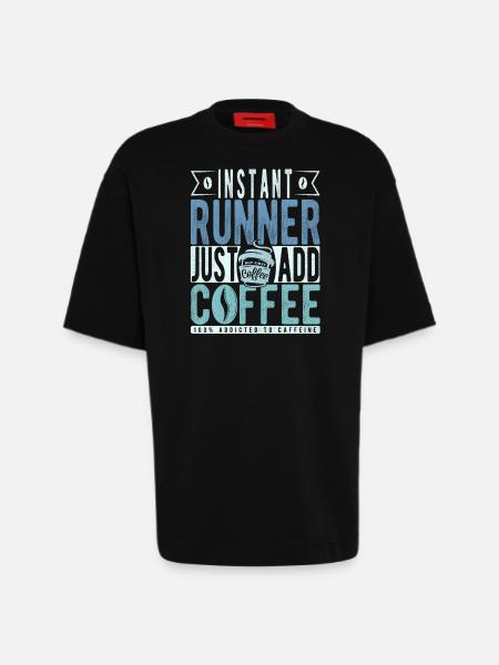 Runner Coffee Quote - Heavyweight T-Shirt - made by SPREAD - SOLID BLACK