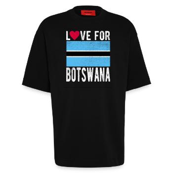 Botswana Souvenir - T-shirt bio épais oversize fabriqué en UE - SOLID BLACK - Devant - Fiona (171cm)