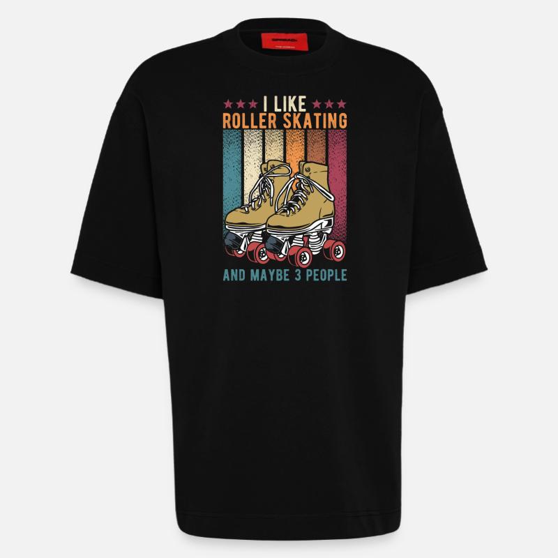 Rollerskating Retro - Heavyweight T-Shirt - made by SPREAD  - SOLID BLACK