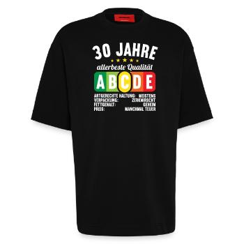 Lebensmittelampel Score 30 Jahre 30 Geburtstag - Heavyweight T-Shirt - made by SPREAD  - SOLID BLACK - Vorne - Fiona (171cm)
