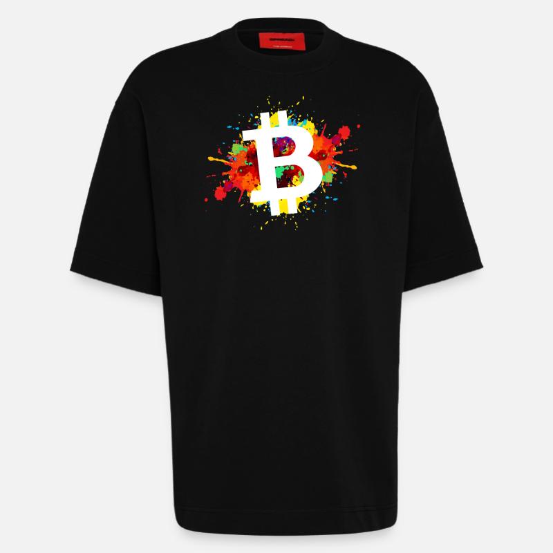 Bitcoin Krypto Kryptowährung - Heavyweight T-Shirt - made by SPREAD - SOLID BLACK