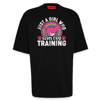 Dog training - Heavyweight T-Shirt - made by SPREAD  - SOLID BLACK - Front - Fiona (171cm)