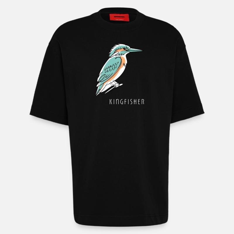 Kingfisher Eisvogel - Heavyweight T-Shirt - made by SPREAD  - SOLID BLACK