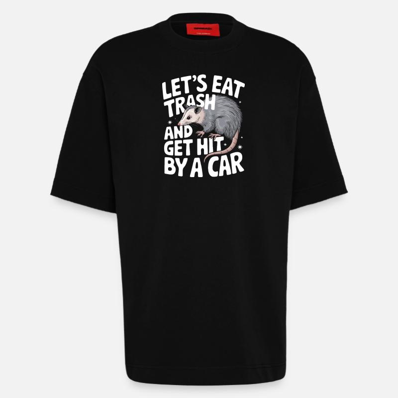 Opossum Possum Tier - Heavyweight T-Shirt - made by SPREAD  - SOLID BLACK