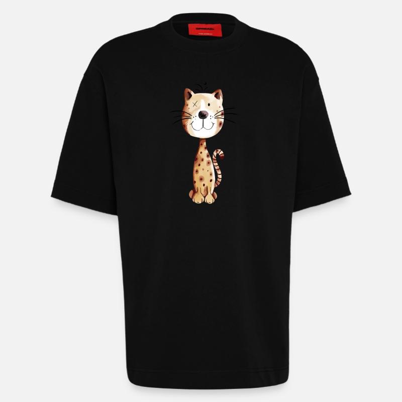 Kleine Katze - Katzen Comic - Heavyweight T-Shirt - made by SPREAD - SOLID BLACK