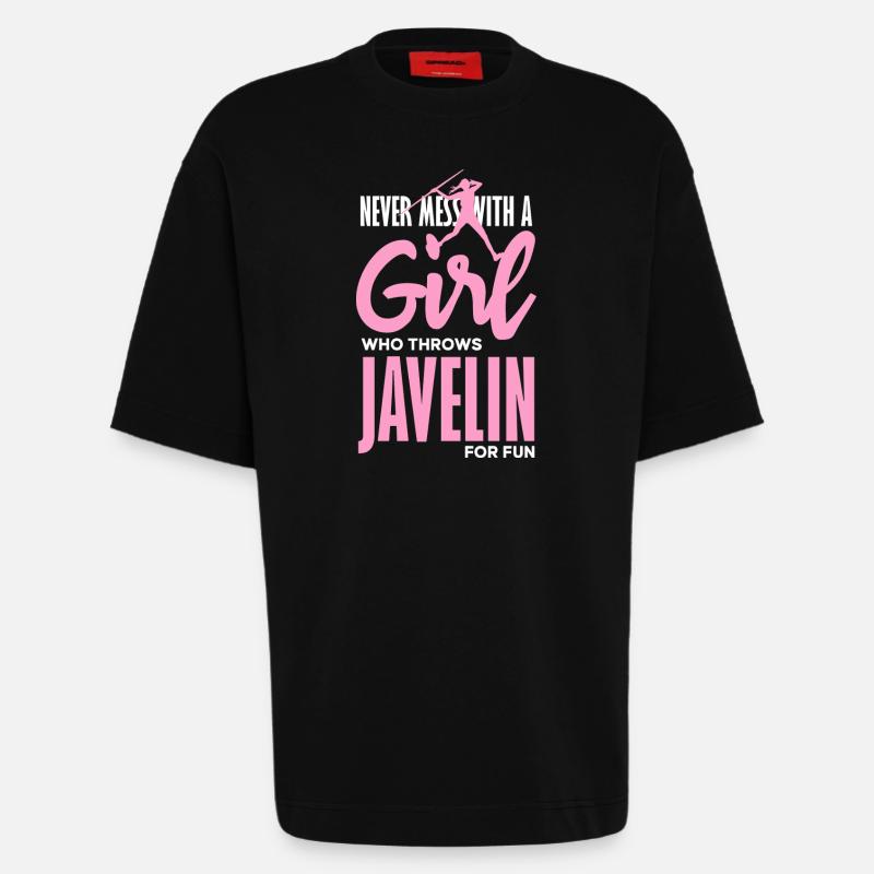 Speerwerferin mit Spaß-Statement - Heavyweight T-Shirt - made by SPREAD - SOLID BLACK