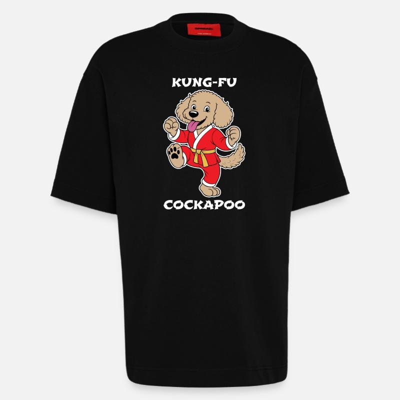 Cockapoo Kung-Fu - T-shirt bio épais oversize fabriqué en UE - SOLID BLACK